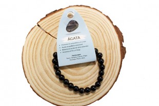 Pulsera Agata Negra Cuentas...