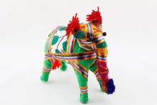 Elefante Tela Decorativo Artesano 15x15 Multicolor