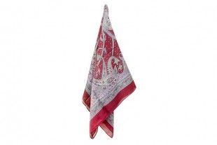 Pañuelo Seda Rojo Estampado Cachemir 100x100 cm