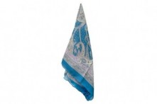 Pañuelo Seda Azul Estampado Cachemir 100x100 cm