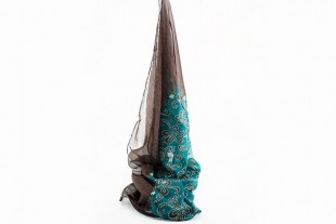 Fular Chifón Estampado Verde - Marrón 170 x 50 cm