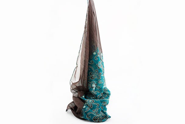 Fular Chifón Estampado Verde - Marrón 170 x 50 cm
