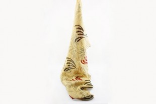 Fular Chifón Beige Estampado Rojo - Negro 170 x 50 cm