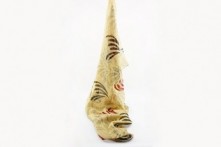 Fular Chifón Beige Estampado Rojo - Negro 170 x 50 cm