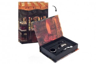 Caja Libro Set Vino 4 Piezas