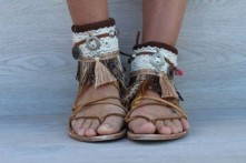 Decora Sandalias Boho Chic Crochet Plumas Rapaz