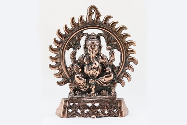 Colgante de Pared Sol Ganesha Base Metal Bronce