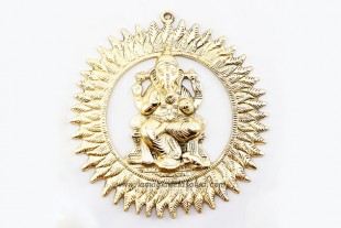 Colgante de Pared Sol Ganesha Metal Dorado