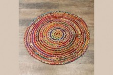 Alfombra redonda yute multicolor 90 cm