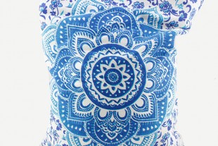 Bolso Tela Mandala Flor Azul