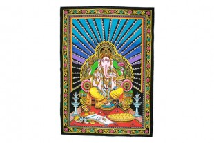 Tapiz Ganesha Arcoíris Azul lentejuelas 104x75 cm