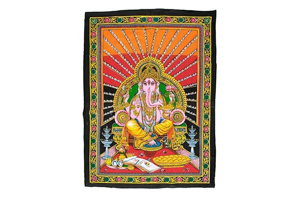 Tapiz Ganesha Arcoíris Naranja lentejuelas 104x75 cm
