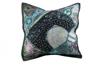 Funda Cojín Patchwork Negro...