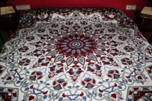 Tapiz cubrecama Mandala Elefantes grandes Granate 220x210 cm