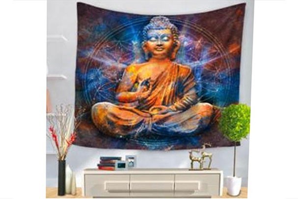 Tapiz Figura Buda Meditando Flor de la Vida 150x130 cm