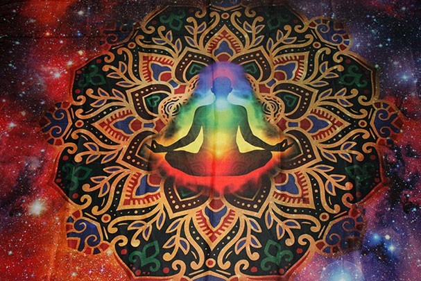Tapiz Meditación Mandala Colores Chakras 150x130 cm