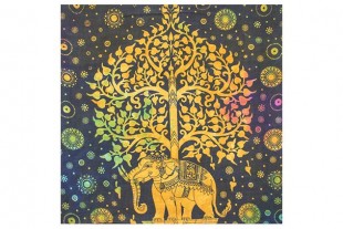 Funda Cojín Étnico Elefante Árbol de la Vida Multicolor 42x42 cm