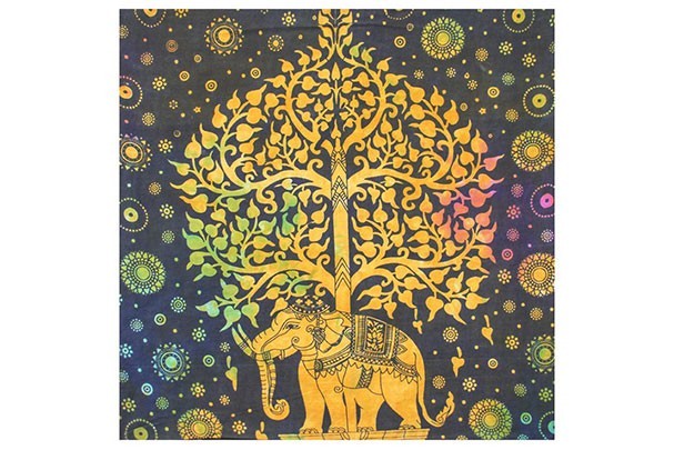 Funda Cojín Étnico Elefante Árbol de la Vida Multicolor 42x42 cm