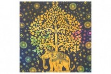 Funda Cojín Étnico Elefante Árbol de la Vida Multicolor 42x42 cm