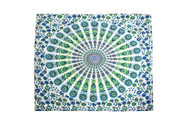 Funda Cojín Étnico Mandala Azul-Verde Grande 60x60 cm