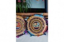 Zafu Redondo Elefante Bordado Telas Colores ø40 cm