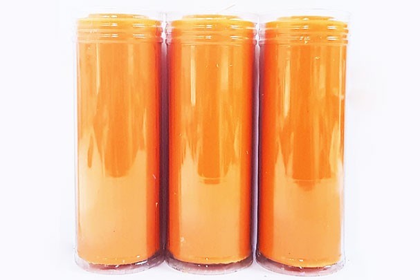 Velón Naranja Especial Esoterismo Artesano con Protector 16x6 cm