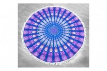 Toalla Circular Étnica Mandala Concéntrico Azul Rosa ø 155 cm