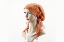 Pañuelo Oncológico Viscosa Estampado Naranja con Elástico