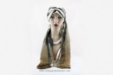 Turbante con Pañuelo Oncológico Tonos Beige Extra Largo