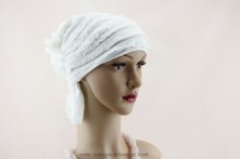 Turbante Oncológico Blanco Volantes Pañuelo con Elástico