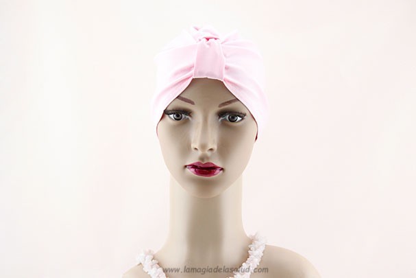 Turbante Oncológico Rosa Detalle Frontal