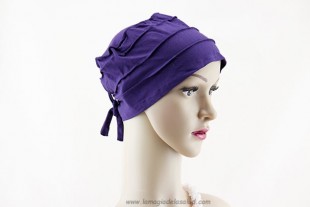 Turbante Oncológico Morado Ligero Cinta Trasera