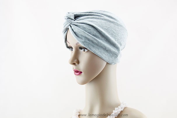 Turbante Gris Doble Forro Nudo Delantero