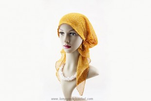 Pañuelo Oncológico Viscosa Estampado Amarillo con Elástico