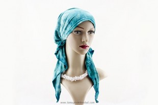 Pañuelo Oncológico Azul Gris Degradee con Elástico