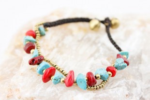 Pulsera Chip Coral Rojo y...